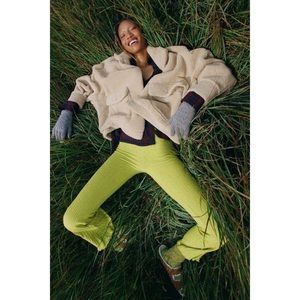 UO Rosie ribbed high waisted flare pant lime green